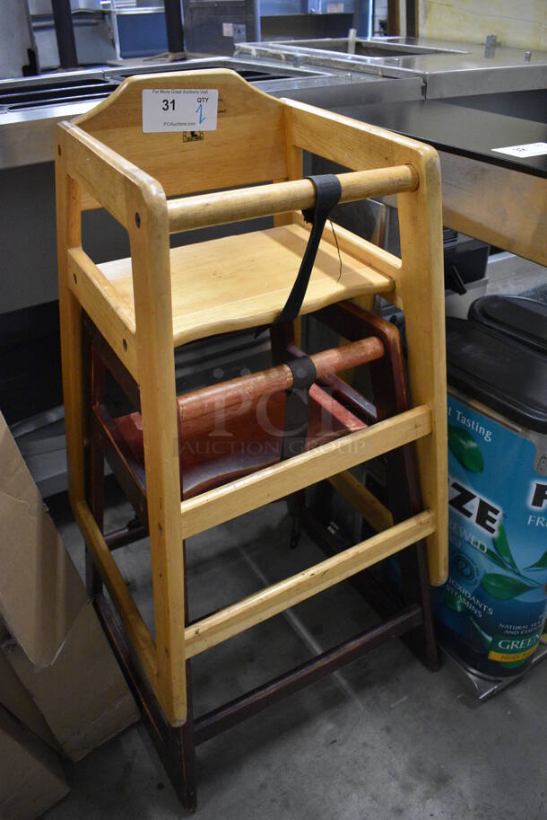 2 Wood Pattern High Chairs. 19x20x29. 2 Times Your Bid! - Image 2 of 3