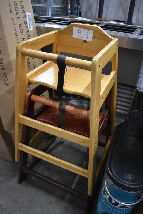 2 Wood Pattern High Chairs. 19x20x29. 2 Times Your Bid! - Image 3 of 3