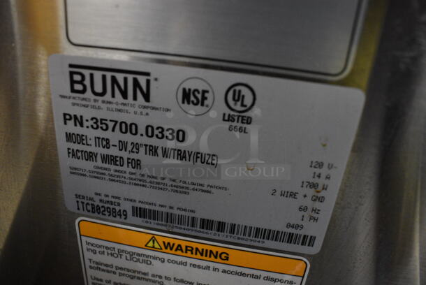 NICE! Bunn Model ITCB-DV Stainless Steel Commercial Countertop Iced Tea Machine w/ 2 Beverage Holder Dispensers. 120 Volts, 1 Phase. 12.5x24x34 - Image 4 of 4