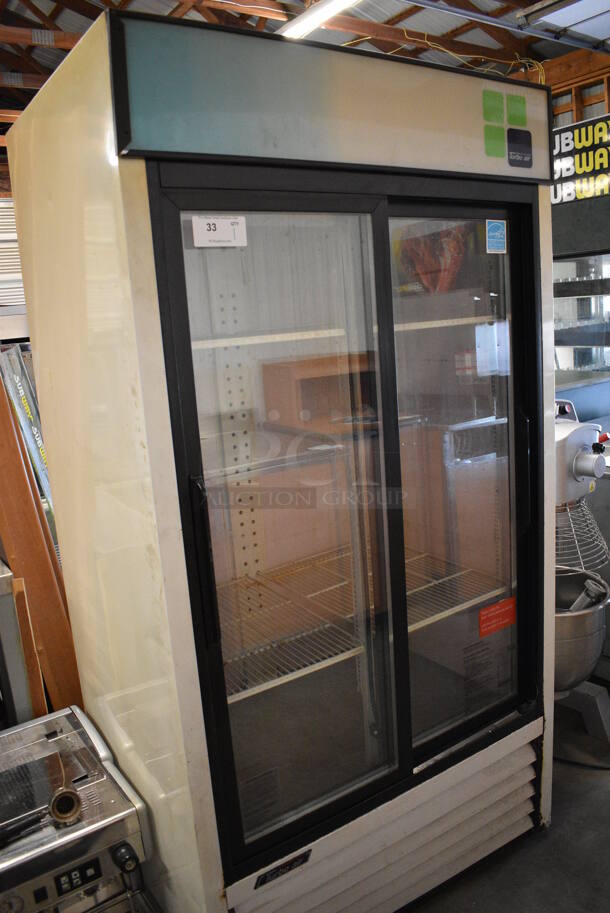 WOW! Turbo Air Model TGM-35R ENERGY STAR Metal Commercial 2 Door Reach In Cooler Merchandiser w/ Poly Coated Racks. 115 Volts, 1 Phase. 42x30x79. Tested and Powers On But Does Not Get Cold - Image 3 of 7