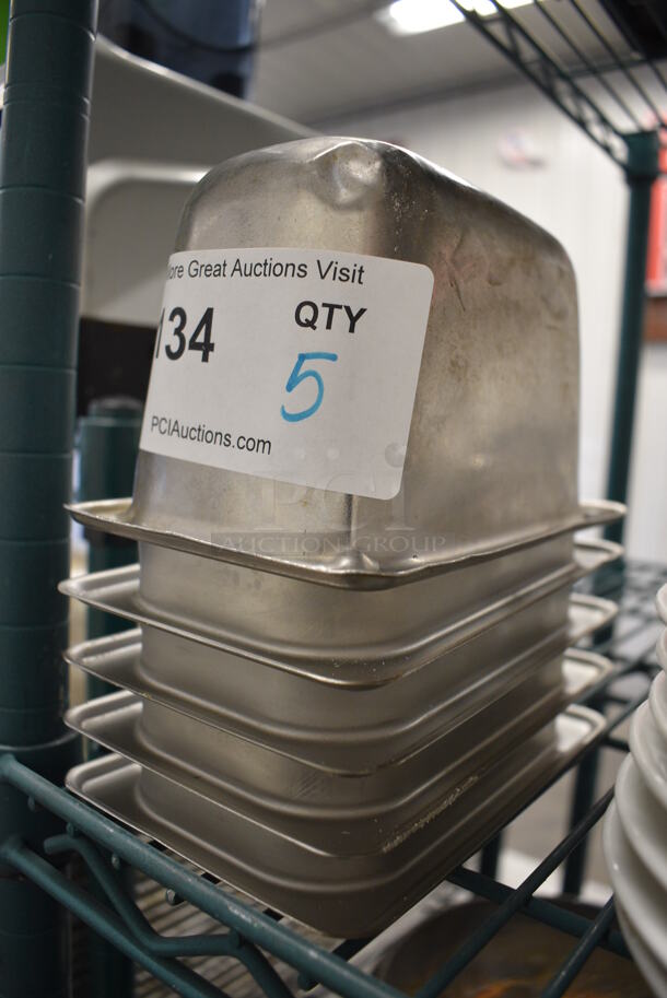 5 Stainless Steel 1/9 Size Drop In Bins. 1/9x4/ 5 Times Your Bid! - Image 2 of 2