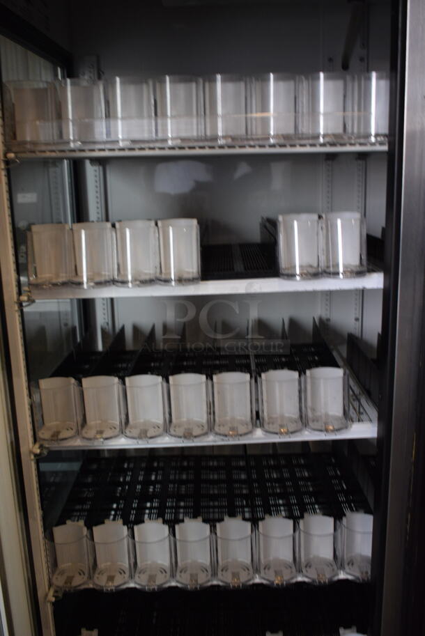 GREAT! True Model GEM-49 Metal Commercial 2 Door Reach In Cooler Merchandiser w/ Poly Coated Racks and Drink Sliders. 115 Volts, 1 Phase. 54x31x79. Tested and Working! - Image 4 of 6