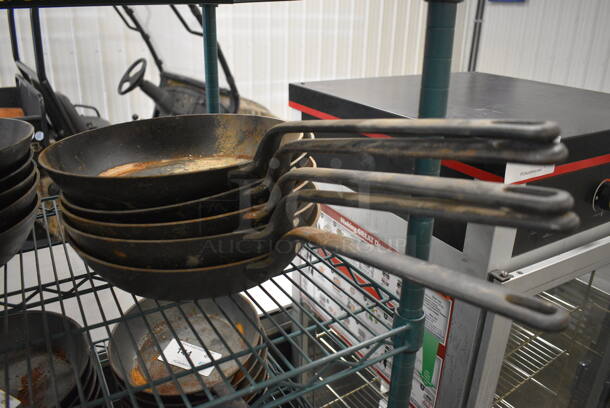 5 Cast Iron Skillets. 25x13x2.5. 5 Times Your Bid!