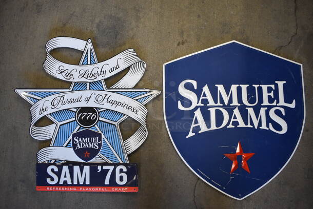2 Metal Samuel Adams Signs. 17x18, 16x17. 2 Times Your Bid!