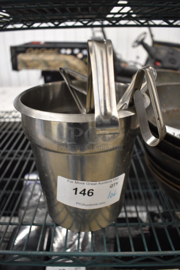 ALL ONE MONEY! Lot of Stainless Steel Cylindrical Bin w/ Various Ladles! Includes 8x8x8