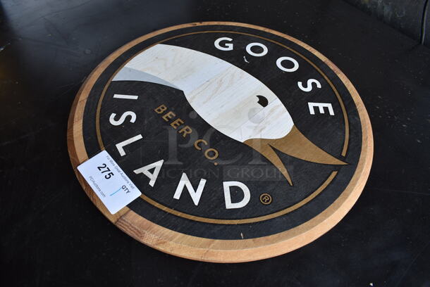 Goose Island Wooden Barrel Head Sign. 21x2x21 - Image 2 of 6