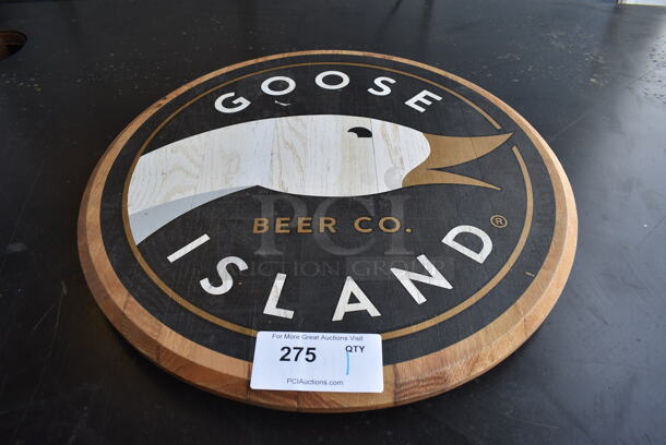 Goose Island Wooden Barrel Head Sign. 21x2x21 - Image 4 of 6