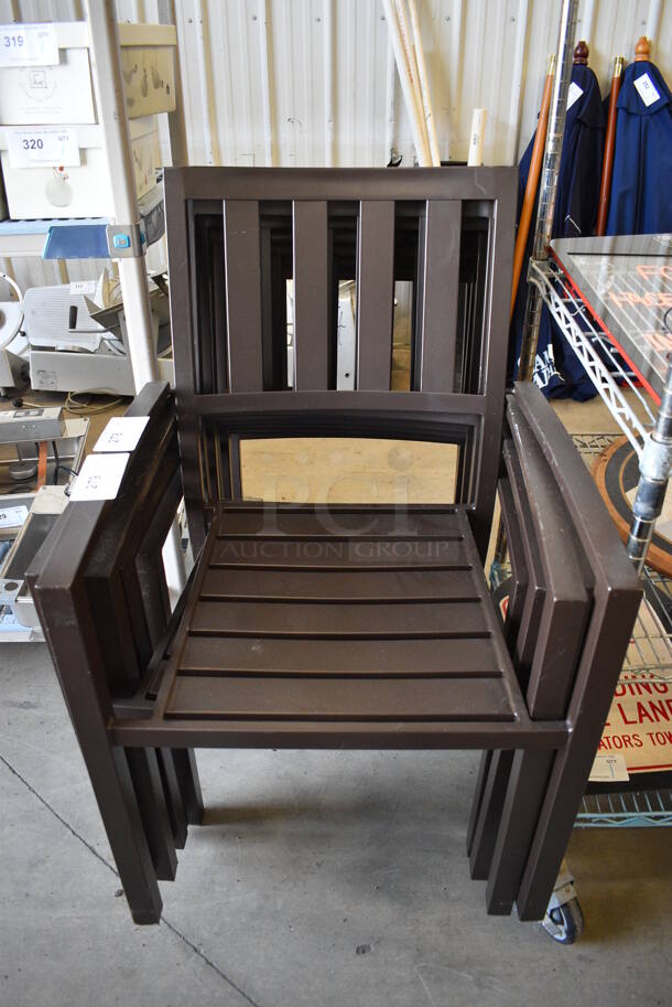 4 Brown Metal Outdoor Chairs. 23x23x34. 4 Times Your Bid! - Image 1 of 4