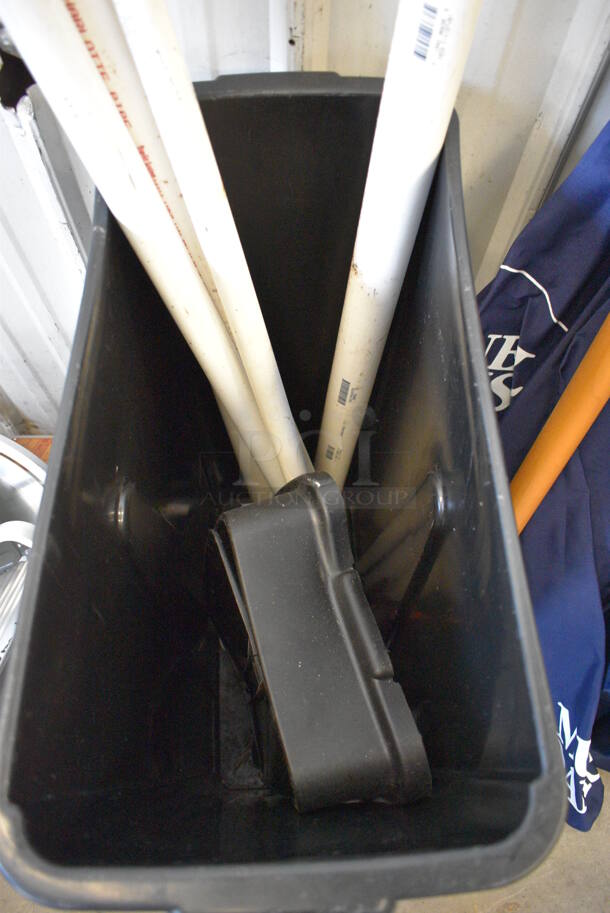 ALL ONE MONEY! Lot of Various PVC Pipes in Black Poly Trash Can and Lid! 11x20x30 - Image 3 of 3