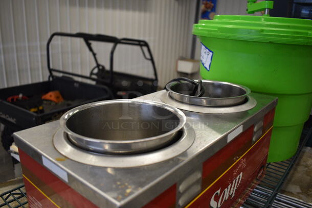 NICE! Nemco Model 6120-SUB Stainless Steel Commercial Countertop 2 Well Food Warmers w/ 2 Drop Ins. 120 Volts, 1 Phase. 19x9x9. Tested and Working! - Image 2 of 5