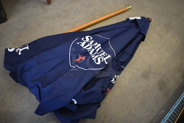 Samuel Adams Blue Patio Umbrella w/ Wooden Pole. 93" - Image 3 of 4