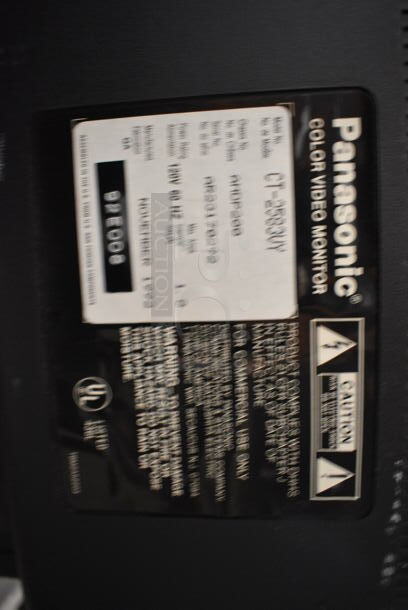 ALL ONE MONEY! Lot of Panasonic CT-2583UY Television on Black Metal AV Cart w/ Sharp VHS Player on Casters. 32x28x44 - Image 3 of 7
