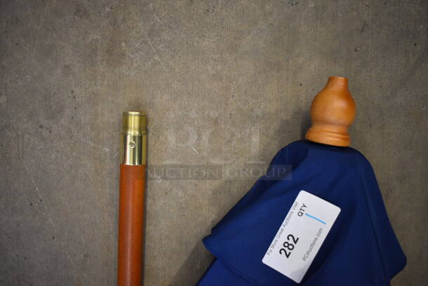 Modelo Blue Patio Umbrella w/ Wooden Pole. 93" - Image 4 of 4