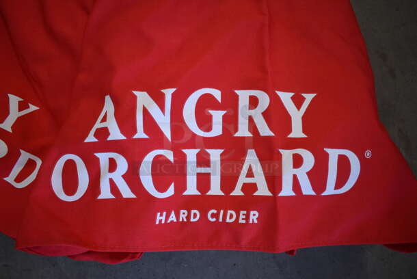 Angry Orchard Red Patio Umbrella w/ Wooden Pole. 93" - Image 2 of 4