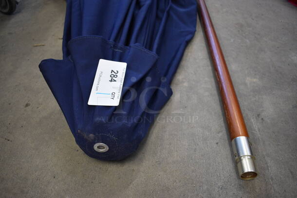 Samuel Adams Blue Patio Umbrella w/ Wooden Pole. 93" - Image 4 of 4