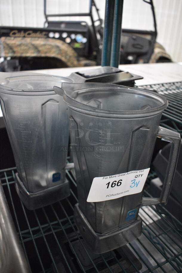 3 Poly Blender Pitchers. 1 w/ Lid. Includes 6.5x6.5x10.5. 3 Times Your Bid! - Image 2 of 3