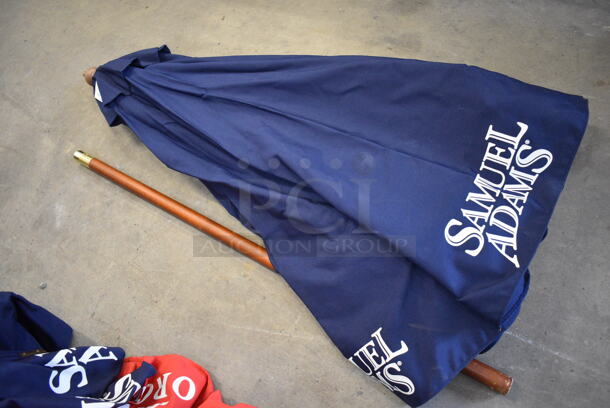 Samuel Adams Blue Patio Umbrella w/ Wooden Pole. 93" - Image 4 of 5