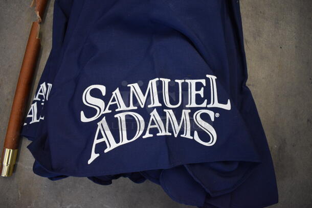 Samuel Adams Blue Patio Umbrella w/ Wooden Pole. 93" - Image 2 of 4
