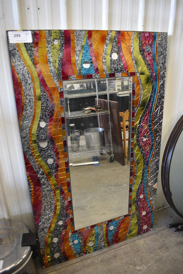 Mirror w/ Decorative, Colorful Frame. 58x1x36