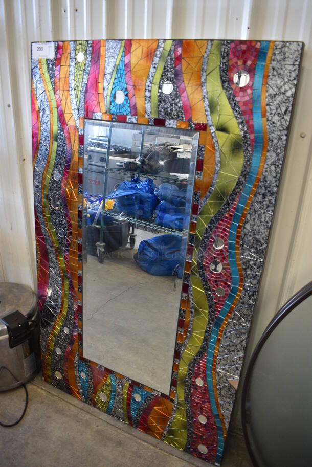Mirror w/ Decorative, Colorful Frame. 58x1x36 - Image 2 of 3