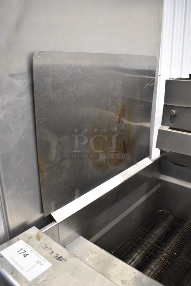 WOW! Pitco Frialator Stainless Steel Commercial Floor Style Gas Powered Deep Fat Fryer w/ Left Side Splash Guard on Commercial Casters. 19.5x34x49 - Image 6 of 7