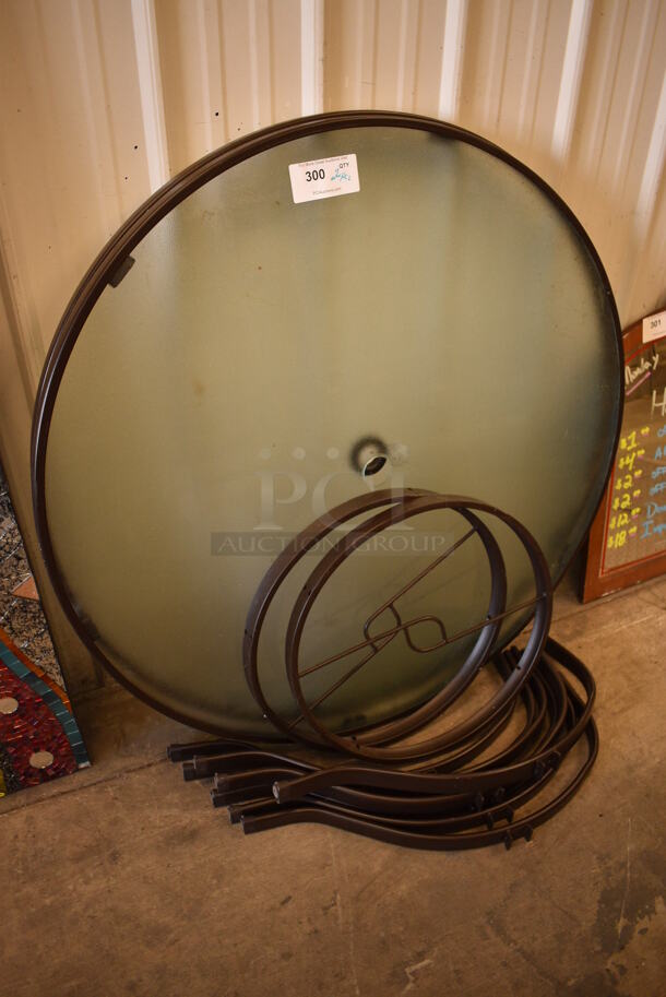 2 Clear Round Patio Tables w/ 2 Round Center Leg Pieces and 8 Leg Pieces. 42x42x29. 2 Times Your Bid! - Image 2 of 3