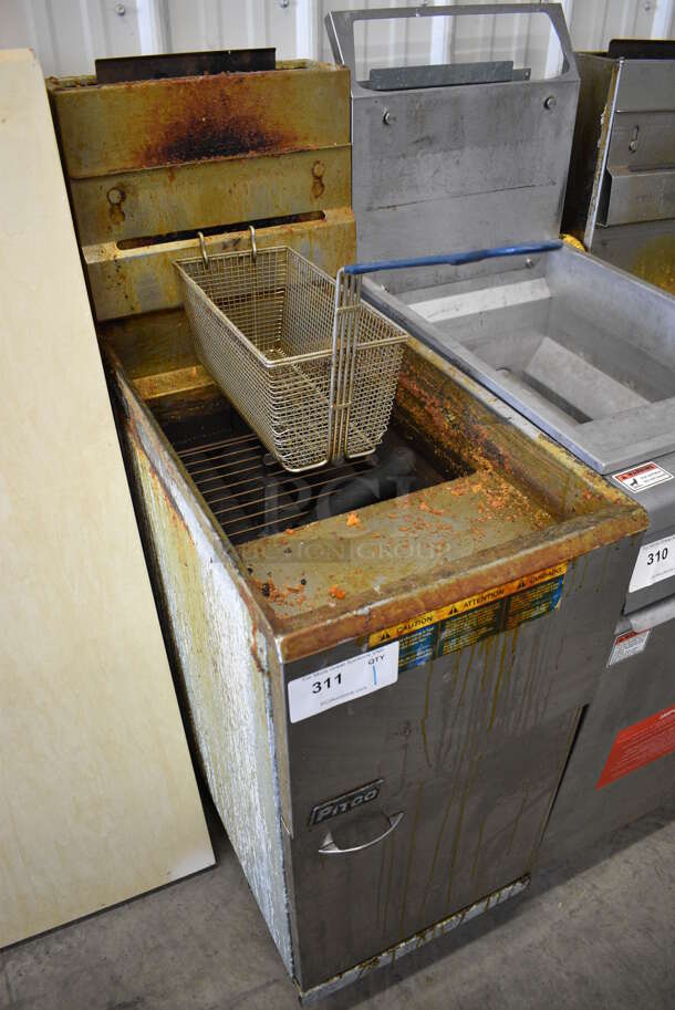 NICE! 2012 Pitco Frialator Model 35C+ Stainless Steel Commercial Natural Gas Powered Deep Fat Fryer w/ Metal Fry Basket. 90,000 BTU. 15.5x30x47 - Image 3 of 6