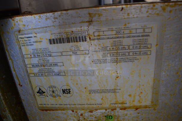 NICE! 2012 Pitco Frialator Model 35C+ Stainless Steel Commercial Natural Gas Powered Deep Fat Fryer w/ Metal Fry Basket. 90,000 BTU. 15.5x30x47 - Image 6 of 6