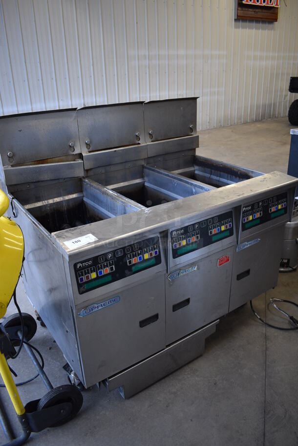 BEAUTIFUL! 2014 Pitco Frialator Model SSH60 ENERGY STAR Stainless Steel Commercial Floor Style Natural Gas Powered 3 Bay Deep Fat Fryer w/ Filtration System on Commercial Casters. 80,000 BTU. 47x35x48 - Image 11 of 11