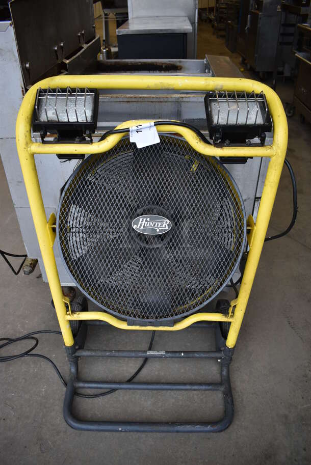 Hunter Yellow Metal Floor Style Fan. 25x19x41. Tested and Working!