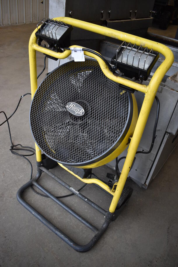 Hunter Yellow Metal Floor Style Fan. 25x19x41. Tested and Working! - Image 3 of 5