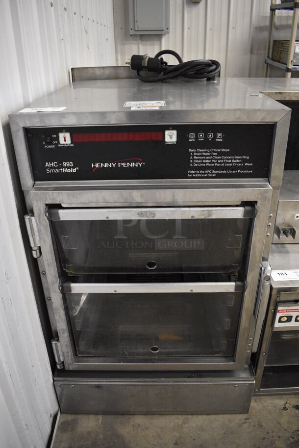 GREAT! Henny Penny Model AHC-993 Stainless Steel Commercial Electric Powered Pass Through Warming Holding Cabinet Merchandiser. 120 Volts, 1 Phase. 24x30x38. Cannot Test Due To Plug Style