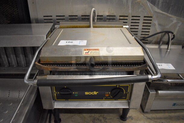 NICE! Sodir Equipex Model Panini XL R Stainless Steel Commercial Countertop Electric Powered Panini Press. 208/240 Volts, 1 Phase. 16x20.5x14