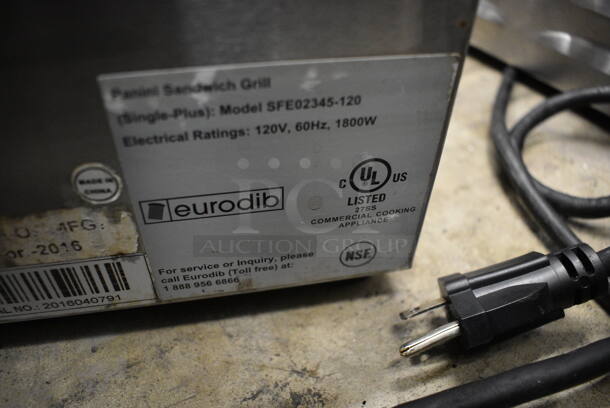 NICE! Eurodib Model SFE02345-120 Stainless Steel Commercial Countertop Electric Powered Panini Press. 120 Volts, 1 Phase. 20x17x10. Tested and Working! - Image 6 of 6