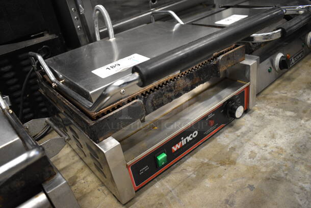 Winco Model EPG-1C Stainless Steel Commercial Countertop Electric Powered Panini Press. 120 Volts, 1 Phase. 16x17x10. Tested and Working! - Image 3 of 6