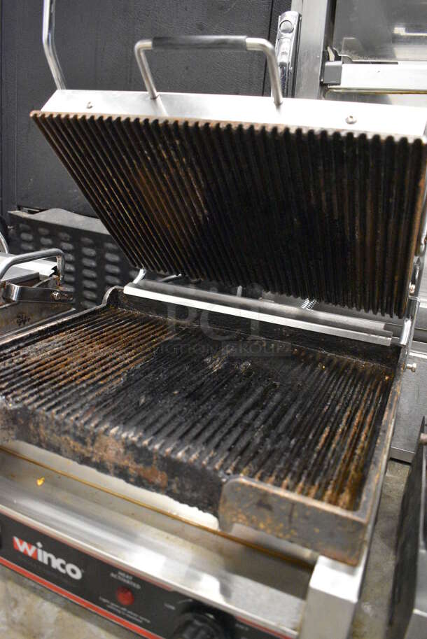 Winco Model EPG-1C Stainless Steel Commercial Countertop Electric Powered Panini Press. 120 Volts, 1 Phase. 16x17x10. Tested and Working! - Image 5 of 6