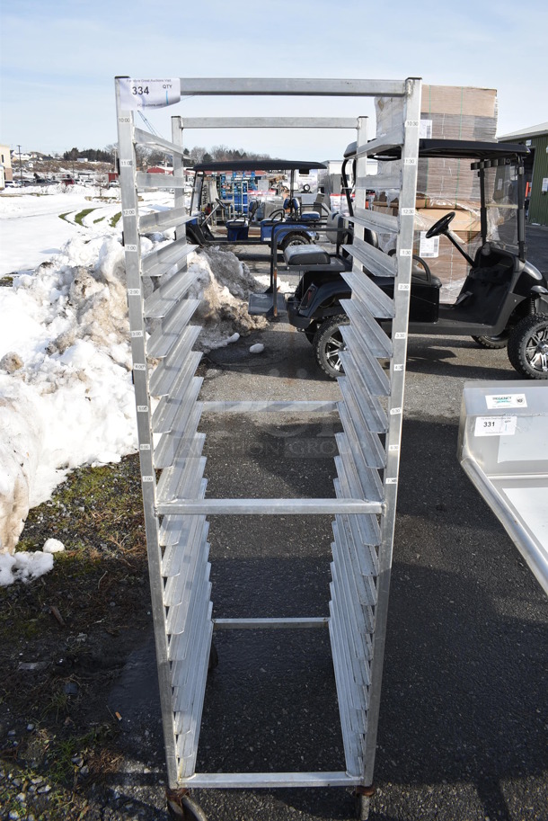 Metal Commercial Pan Transport Rack on Commercial Casters. 20.5x26x69