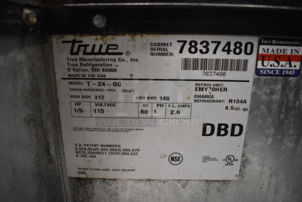 WOW! 2014 True Model T-24-GC Stainless Steel Commercial Back Bar Cooler w/ Sliding Lid. 115 Volts, 1 Phase. 25x26.5x34. Tested and Does Not Power On - Image 6 of 6