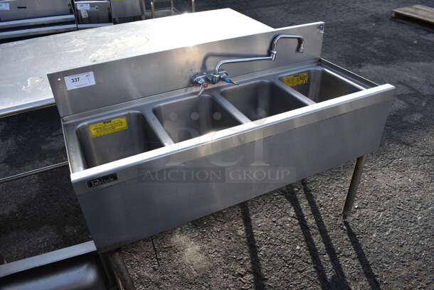 Stainless Steel Commercial 4 Bay Sink w/ Faucet and Handles. 48x19x36. Bays 10x14x9 - Image 2 of 5