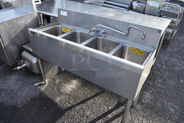 Stainless Steel Commercial 4 Bay Sink w/ Faucet and Handles. 48x19x36. Bays 10x14x9 - Image 3 of 5