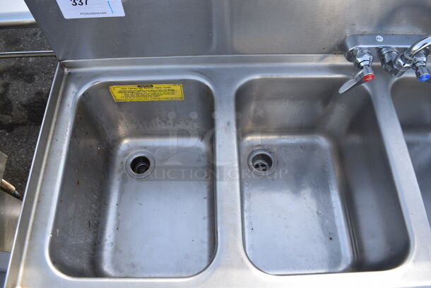 Stainless Steel Commercial 4 Bay Sink w/ Faucet and Handles. 48x19x36. Bays 10x14x9 - Image 5 of 5