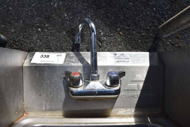 Stainless Steel Commercial Single Bay Wall Mount Sink w/ Side Splash Guards, Faucet and Handles. 17x15.5x20 - Image 3 of 4