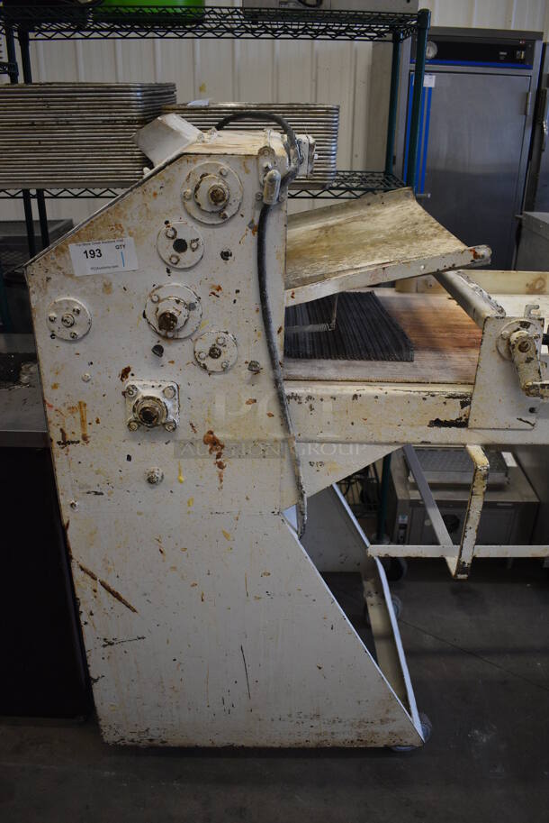 SWEET! Metal Commercial Floor Style Dough Sheeter on Commercial Casters. 71x30x60. Cannot Test Due To Plug Style - Image 4 of 9