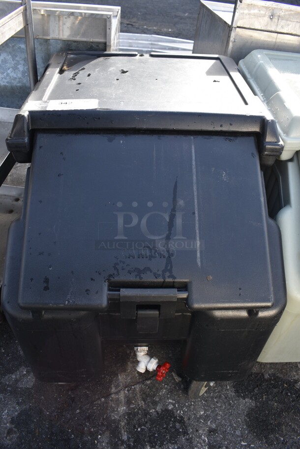 Black Poly Portable Ice Bucket on Commercial Casters. 22x30x30