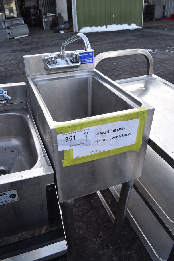 Stainless Steel Commercial Single Bay Sink w/ Faucet and Handles. 12x18.5x36 - Image 2 of 3
