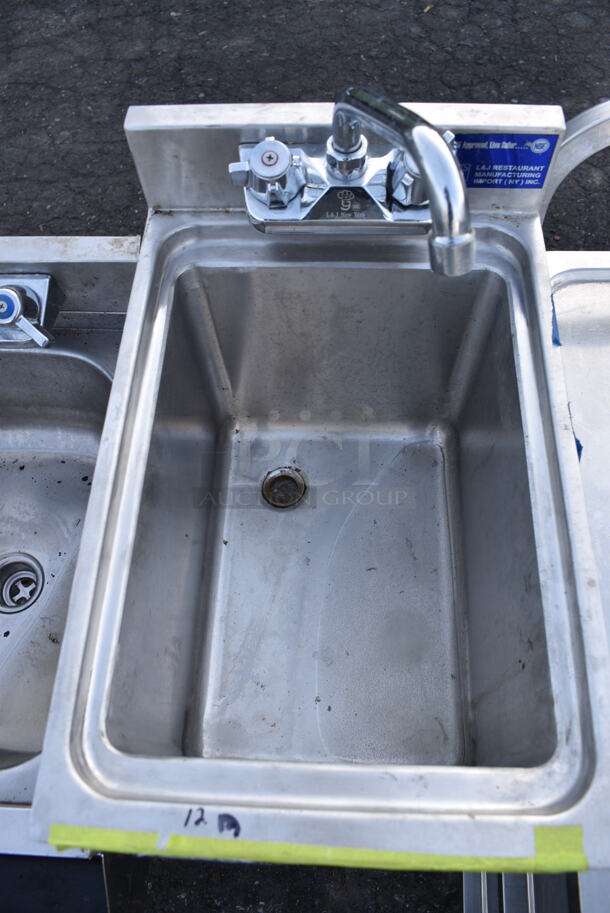 Stainless Steel Commercial Single Bay Sink w/ Faucet and Handles. 12x18.5x36 - Image 3 of 3