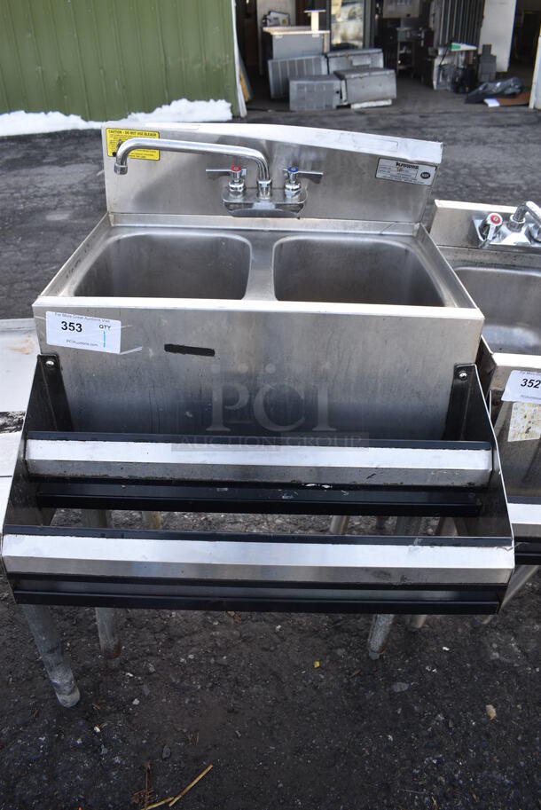 Stainless Steel Commercial 2 Bay Sink w/ Dual Speedwell, Faucet and Handles. 24x29x39. Bay 10x15x9