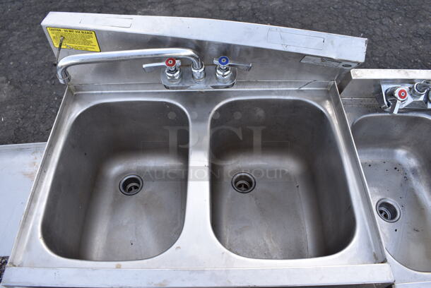 Stainless Steel Commercial 2 Bay Sink w/ Dual Speedwell, Faucet and Handles. 24x29x39. Bay 10x15x9 - Image 3 of 3