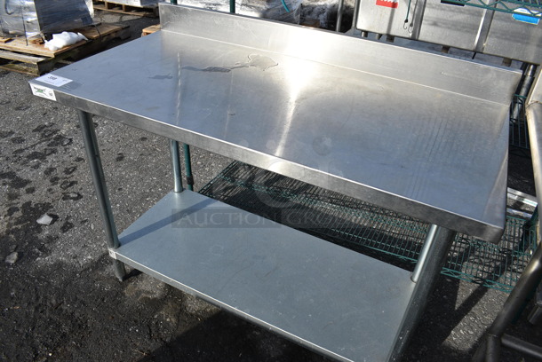 Stainless Steel Commercial Table w/ Metal Undershelf and Backsplash. 48x24x38 - Image 2 of 4