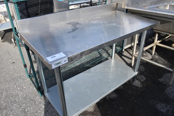 Stainless Steel Commercial Table w/ Metal Undershelf and Backsplash. 48x24x38 - Image 4 of 4